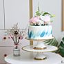 European Style round Luxury Decorative Gold Wedding Ceramic Cake Stand with Glass Cover