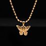 Exquisite 24K Gold Butterfly Charm Necklace Women Choker Collar Water Wave Chain Jewelry Butterfly Pendant Necklace