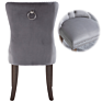 Exquisite and Gratifying Gray Velvet Upholstered Back Button Tufted Nailhead Solid Wood Legs Kitchen Dining Chair Us Inventory