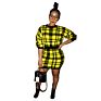 Fall / Short Skirt Set for Women Plaid Thickened Sweater Tight Hip-Hugging Skirt 2-Piece Set