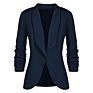 Fall Solid Color Simple Lady Office Blazer Jacket 3/4 Stretchy Ruched Sleeve Open Front Business Blazer for Women