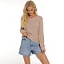 Fashionable and Explosive Solid Color V-Neck Thin Sweater for Ladies Wear Inside