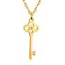 Fashionable Retro Ethnic Classical Pattern Hollow Key-Shaped Pendant Necklace