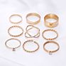 Fashionable Set Rings for Lady 9Pcs per Set Gold and Silver Plated Metal Rings Finger Rings