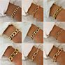 Finetoo Luxury Gold Cuban Link Chain Bracelet Gold Plated Punk Style Chunky Charm Bracelets for Women