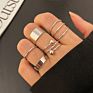 Finetoo Punk Simple Cross Finger Rings for Women Girls Pearl Heart Twist Ring Set Trend Jewelry