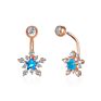 Five Pointed Crystal Star Belly Ring Blue Zircon Snowflake Clip on Navel Ring Surgical Steel Bars Body Piercing Jewelry