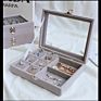 Flannelette Tray Showcase Display Ring Luxury Glass Velvet Jewelry Box Organizer Velvet Storage Boxes