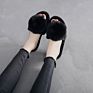 Fluffy Indoor Comfort Shoes Warm Open Toe with Ball Plush Slides Women's Color Matching Popular Hair Ball Fur Slippers