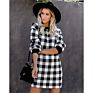 Forladies round Neck Long Sleeve Slim Plaid Printed Girl Dresses Elegant Casual Dress Women