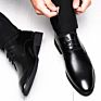 Formal Business Oxfords for Men Dress Lacing Shoes Genuine Leather Captoe Block Heel Black Chaussures En Cuir Pour Hommes