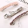 Four Row Diamond Fishing Line Braided One Word Clip Spring Rhinestone Ladies Hairpin