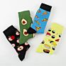 Free Sample Food Pizza Avocado Series Colorful Crew Combed Cotton Dress Men's Socks