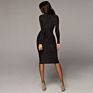 French Dress Autumn Women's round Neck Slim Dress