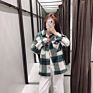 Front Pocket Design Casual Plaid Jacket Autumn Coat Women