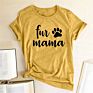 Funny Women T-Shirt Fur Dog Paw Mama Print Tops for Woman Short Sleeve Tee Shirt Harajuku Casual Loose Woman