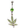 Gaby Cz Dangle Gem Weed Leaf 316L Surgical Steel Belly Rings Body Piercing Jewelry