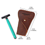 Genuine Leather Safety Razor Case Travel Cowhide Leather Shaver Protector Soft Carrying Cover Bag Portable for Men