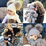 Girl Pompon Hats and Scarves Sets Knitted Warm Nature Fur Pom Pom Hat Scarf Thick Beanies Hats Kids Baby Solid Bones