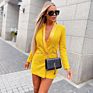 Glamorous Plain Set One Piece Playful Woman Mid Shoulder Pad Blazer Elegant Skirt Professional .