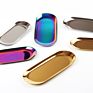 Gold Oval Towel Storage Fruit Cosmetics Jewelry Trays Metal Organizer Cookie Rolling Stainless Steel Decorative Tray