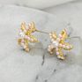 Gold Plated Cute Starfish Imitation Pearl Stud Earrings