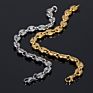 Gold Plated Men Stainless Steel Coffee Bean Link Chain Necklace