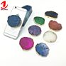 Golden Rim Edge Natural Stone Gemstone Geode Quartz Crystal Druzy Slice Mobile Phone Holder Grip Socket for Cell Phone