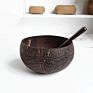 Hand-Carving Natural Coconut Bowls and Wood Spoon Sets Eco Friendly 2+2+2Pcs