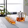 Hand Blown Clear Glass Teacup Borosilicate Glass Tea Set Tea Cups 6Pcs