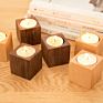 Handcrafted Square Decoration White Wooden Candle Holder Home Decor