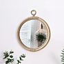 Handmade Craft Shape Vanity Large Beauty round Decorative Woven Wood Wicker Willow Frame Rattan Wall Mirror