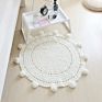 Handmade Crochet round Knit Area Rug Carpet Mats Blanket Bedroom Living Room Sofa Table Nursery Carpet Pom Pom Playmat Blanket