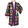 Handmade Ladies Cotton Black Women Long Cardigan Crochet Women Sweater Coat Top