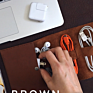 Handmade Pu Leather Phone Accessories Storage Pouch Cable Earphone Roll Bag Holder