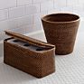 Handmade Rattan Wicker Rectangular Portable Storage Lid Made in Vietnam