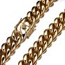 Heavy Men's Hip Hop Choker 14K Yellow Gold Stainless Steel Miami Cuban Link Chain