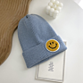 Hf Candy Color Smiley Face Label Warm Knitted Hat