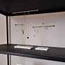 High-End White Black Natural Texture Marble Base Gold Metal Hanging Rod Combined Necklace Earrings Jewelry Display Stand
