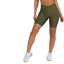 High-Rise Waistband 4-Way Stretch Olive Textured V-Cut Scrunch Women Biker Shorts