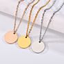 High Polished Disc round 18K Gold Engraved Stainless Steel Metal Blank Pendant Coin Necklace