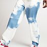 High Street Wear Trend Washed Tie-Dye Straight-Leg Jeans Blue and White Loose Men Jeans