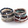 Holiday Gift Handmade Women Bracelet 10Mm Assort Crystal Glass Beads Bracelet 5 Different Pave Ball Color Elastic Charm Bracelet