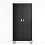 Home Office 2 Door Metal Storage Cabinet with Wheels Movable File Cabinet 4 Adjustable Shelves