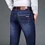 Hongnuo Jeans Men Pants Dark Blue Casual Elasticity Classic Jeans Straight Fit for Men