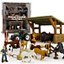 Horse Stable Take-Along Toy Play Set Simulation Horse Farm Plastic Horse Figurine Set Toy