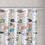 Hw- Sardinia - Modern Multi-Color Fish - Cotton Printed - Designer Shower Curtain - 72" X 72" - Machine Washable