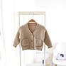 In Stock Icing Kids Knitted Sweater Autumn and V-Neck Baby Girl Buttons Cardigans with Pockets