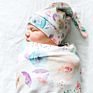 Infant Baby Cocoon and Beanie Hat Set Jersey Stretch Knit Sleeping Bag Hat Newborn Nursery Sleep Wrap Sack Matching Beanie