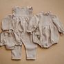 Infant Wear Lace Playsuit Baby Girls Linen Ruffle Romper Long Sleeve for Autumn